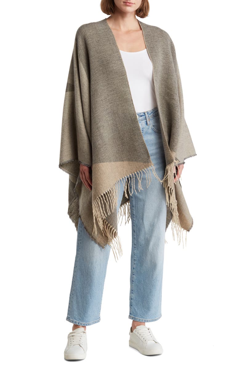 Nordstrom Colorblock Fringe Ruana, Main, color, 