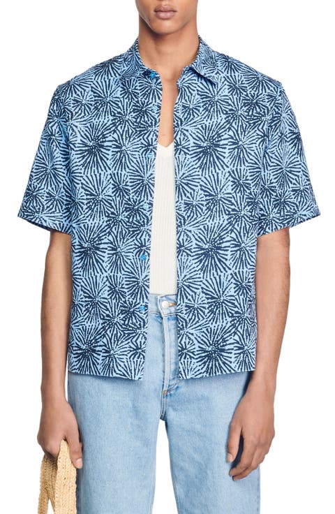 Sea Urchin Short Sleeve Lyocell & Linen Button-Up Shirt
