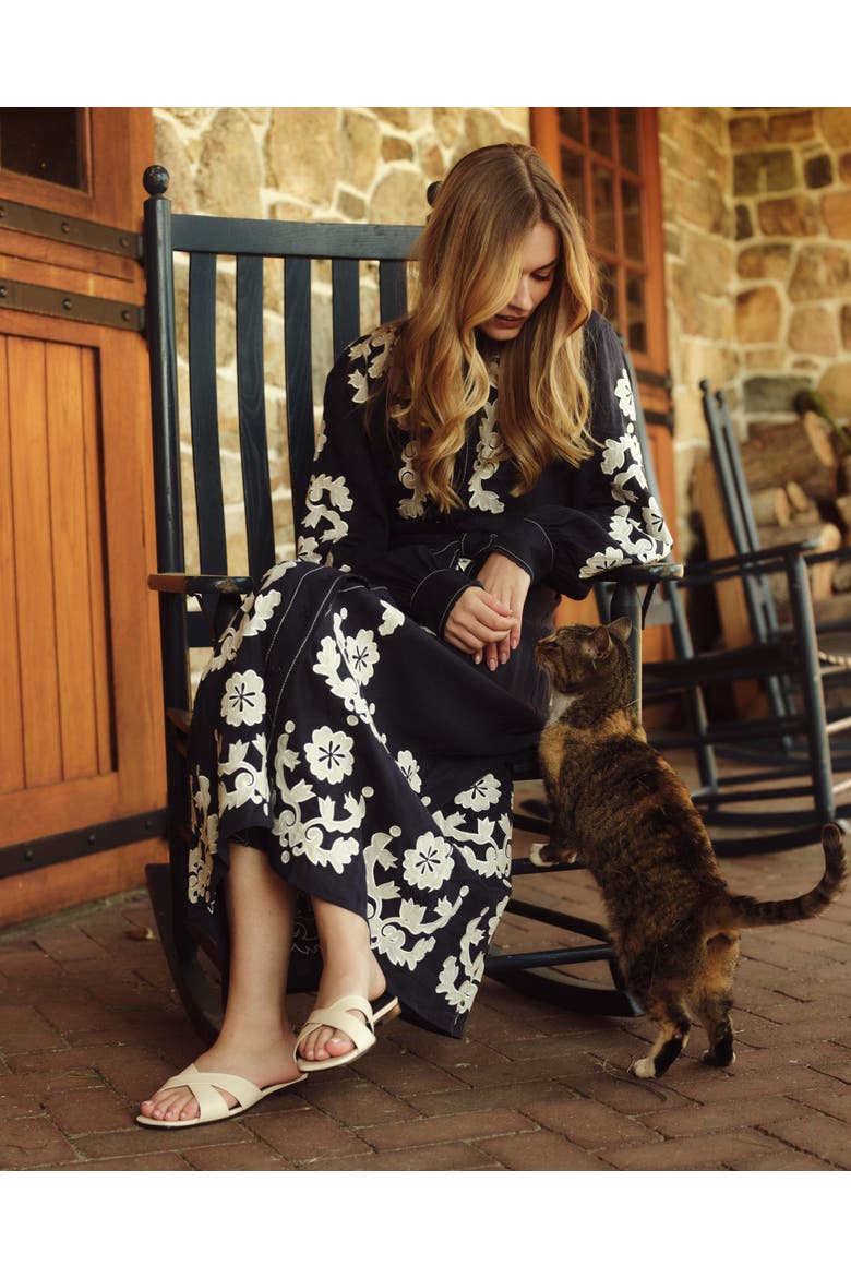 Ophelia Linen Midi Dress, Alternate, color, Navy