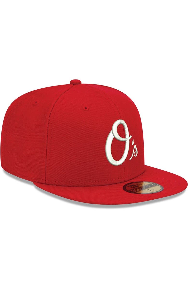 New Era Men's New Era Red Baltimore Orioles White Logo 59FIFTY Fitted Hat, Alternate, color, Red