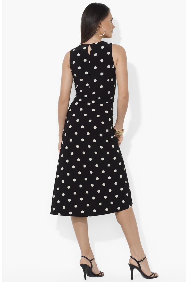 Polka Dot Matte Jersey Dress, Alternate, color, BLACK/ COLONIAL CREAM