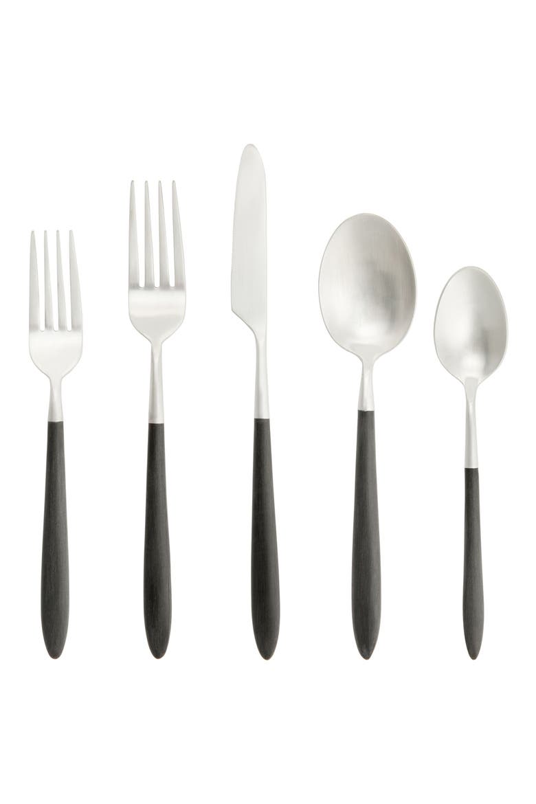 Velo 20-Piece Flatware Set, Main, color, BLACK