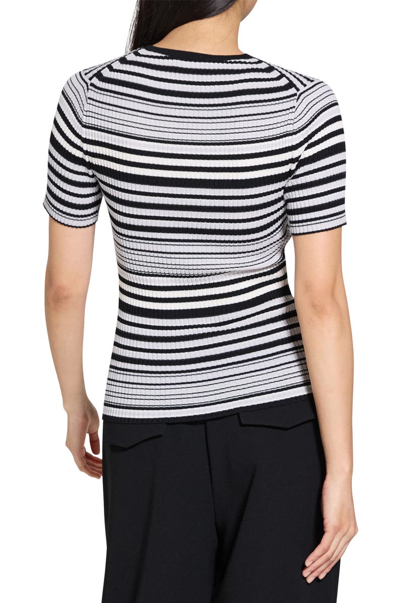 Theory Stripe Merino Wool Rib T-Shirt, Alternate, color, Black Multi