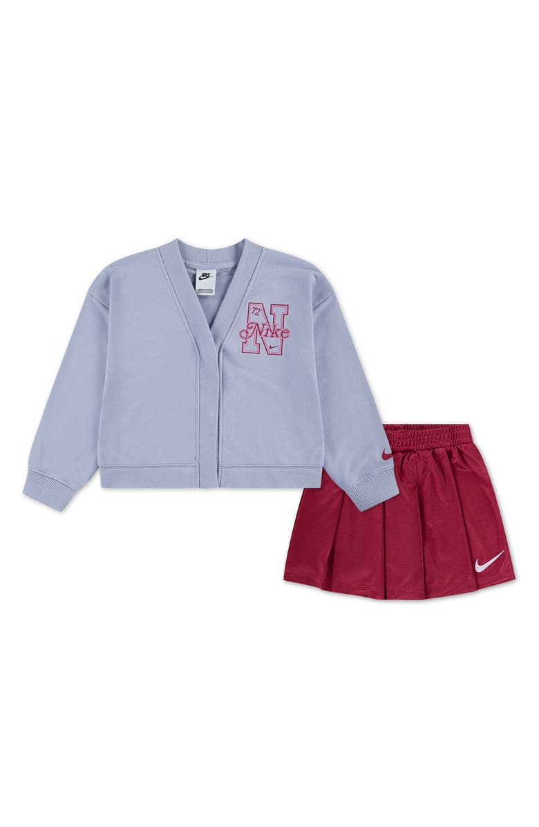 Nike Kids' Varsity Prep Cardigan & Skort Set, Main, color, Sweet Beet