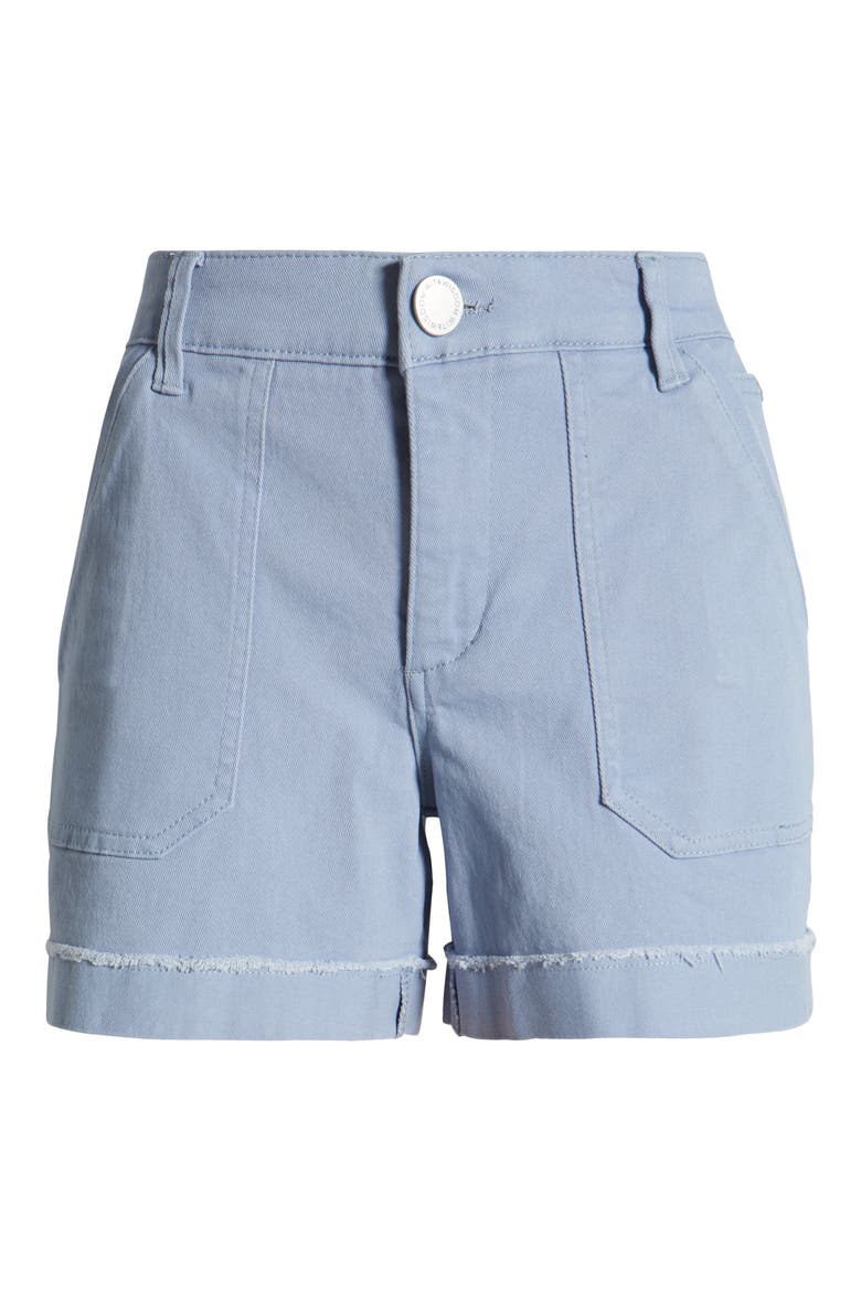 Frayed Patch Pocket High Waist Twill Shorts (Nordstrom Exclusive), Alternate, color, HORIZON BLUE