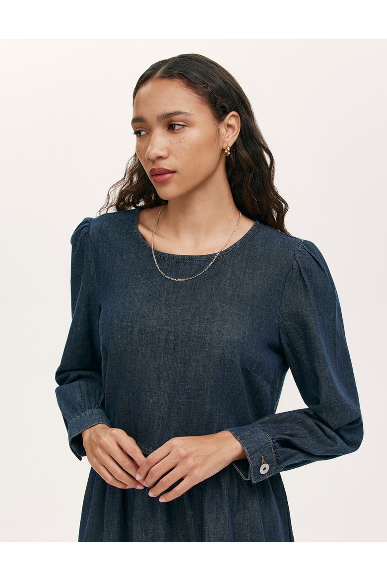 Nancy Denim Short Tiered Dress, Alternate, color, Indigo