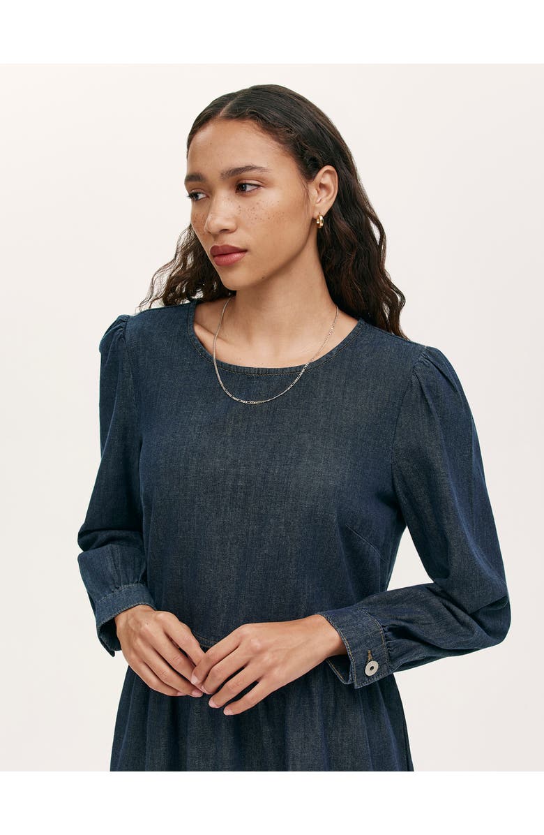 Finery London Nancy Denim Short Tiered Dress, Alternate, color, Indigo