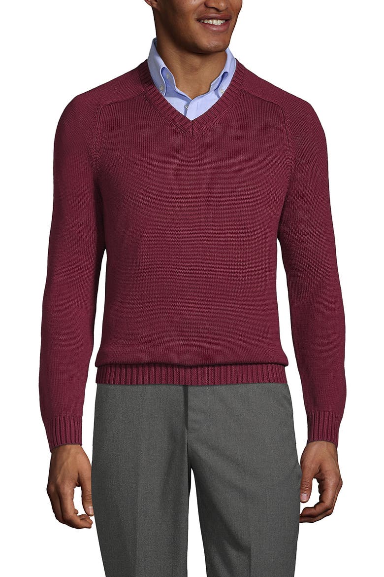 School Uniform Young  Cotton Modal V-neck Sweater, Main, color, Burgundy