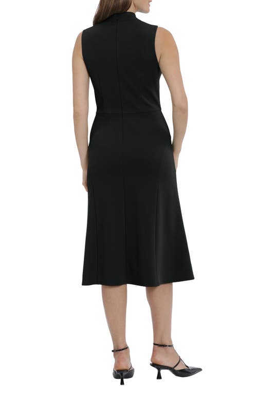 Maggy London Sleeveless Mock Neck Midi Dress In Black