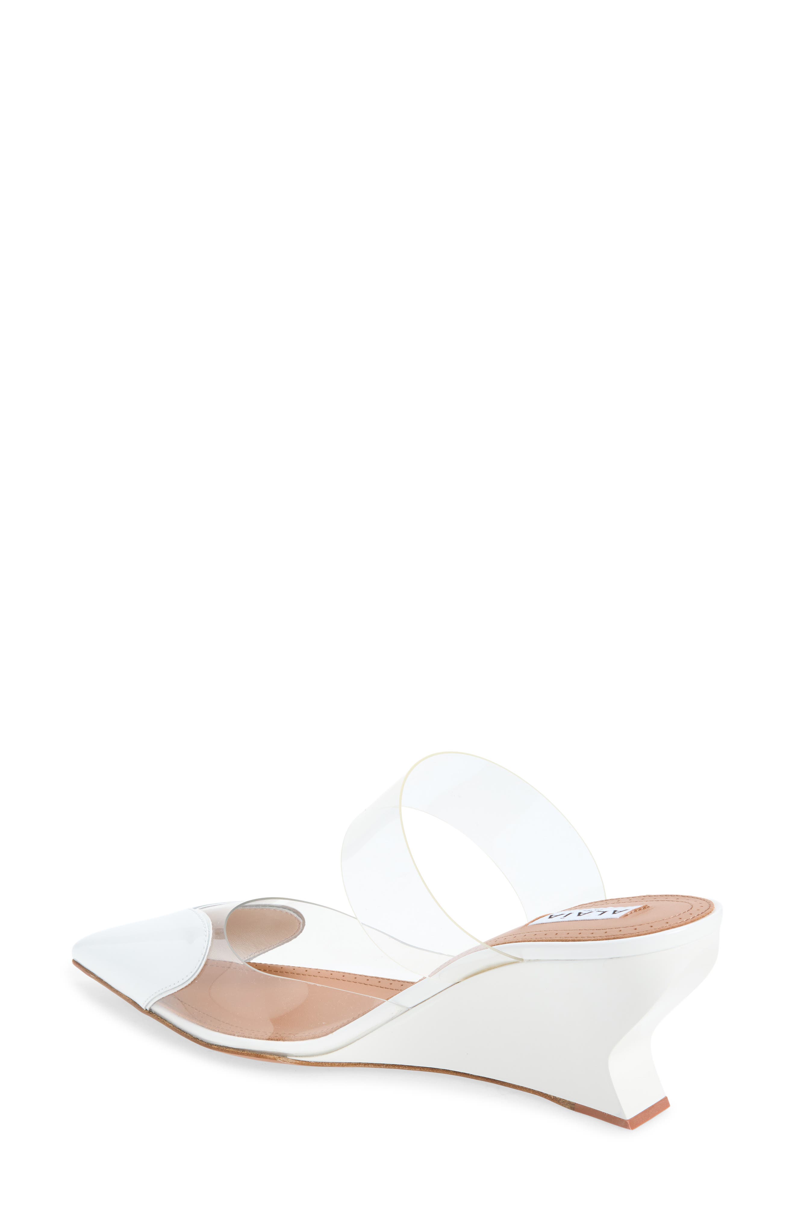 Pointed Toe Wedge Mule, Alternate, color, BLANC OPTIQUE