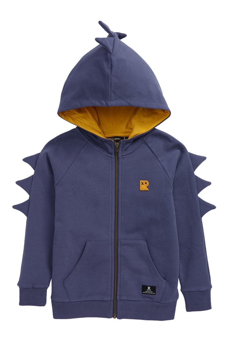 Kids' Dino Spike Zip Sweatshirt, Main, color, BLUE