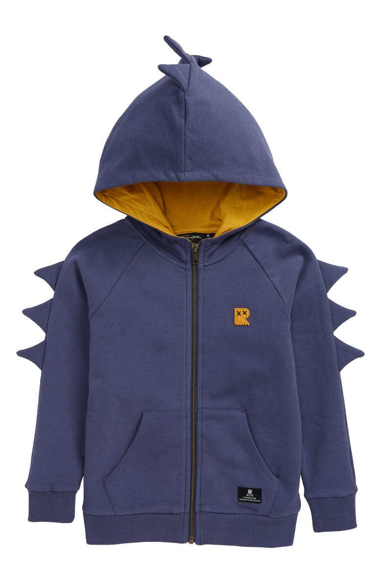 Rock Your Baby Kids' Dino Spike Zip Sweatshirt, Main, color, 