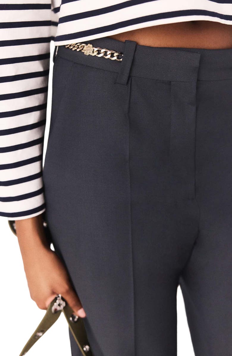 maje Suit trousers with chain detail, Alternate, color, Navy