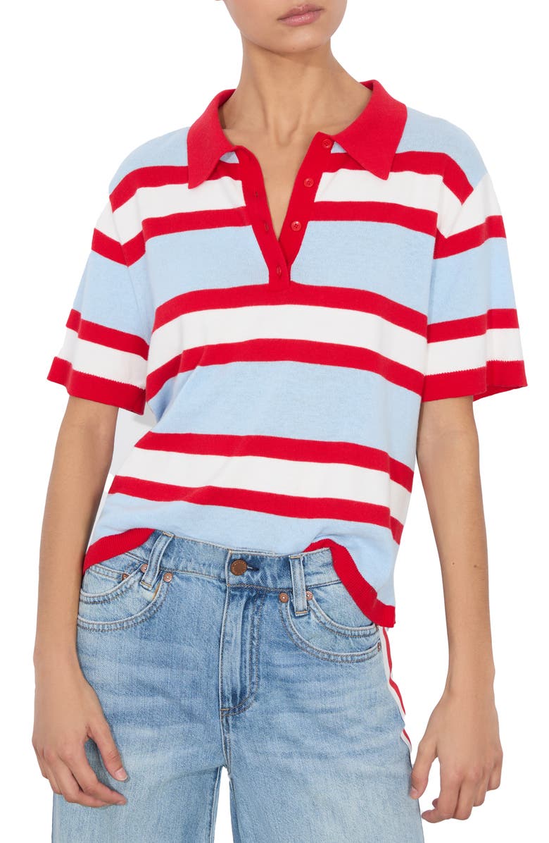 Alice + Olivia Tillie Stripe Oversize Polo Sweater, Main, color, 