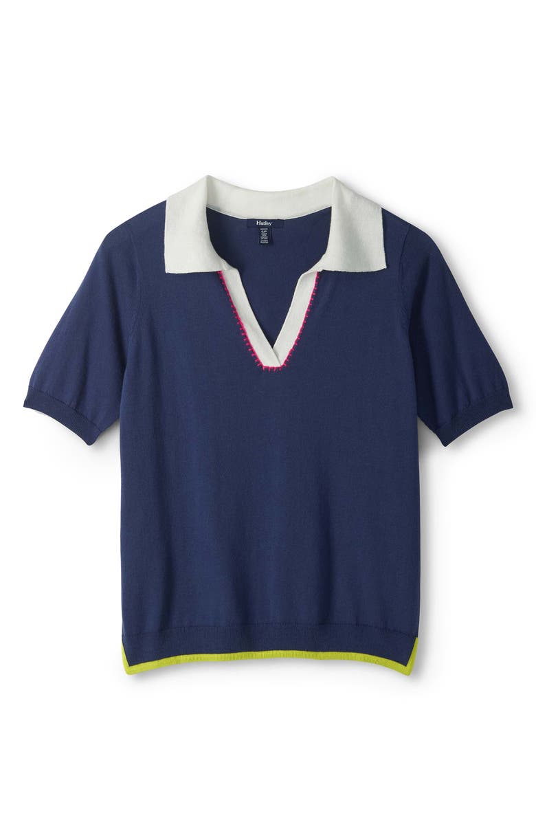 Hatley Patriot Blue Johnny Collar Cotton Polo, Alternate, color, Navy Blue