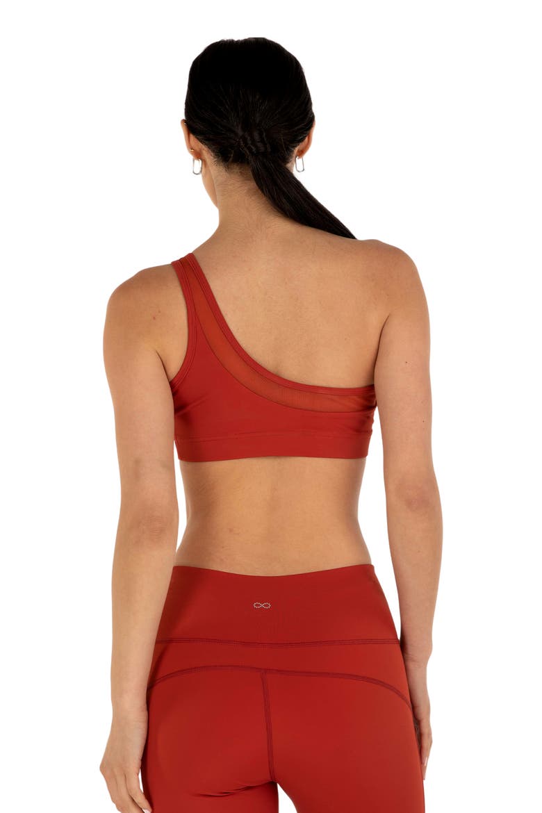 On Duty Mesh One Shoulder Silkiflex Bra, Alternate, color, Mars Red