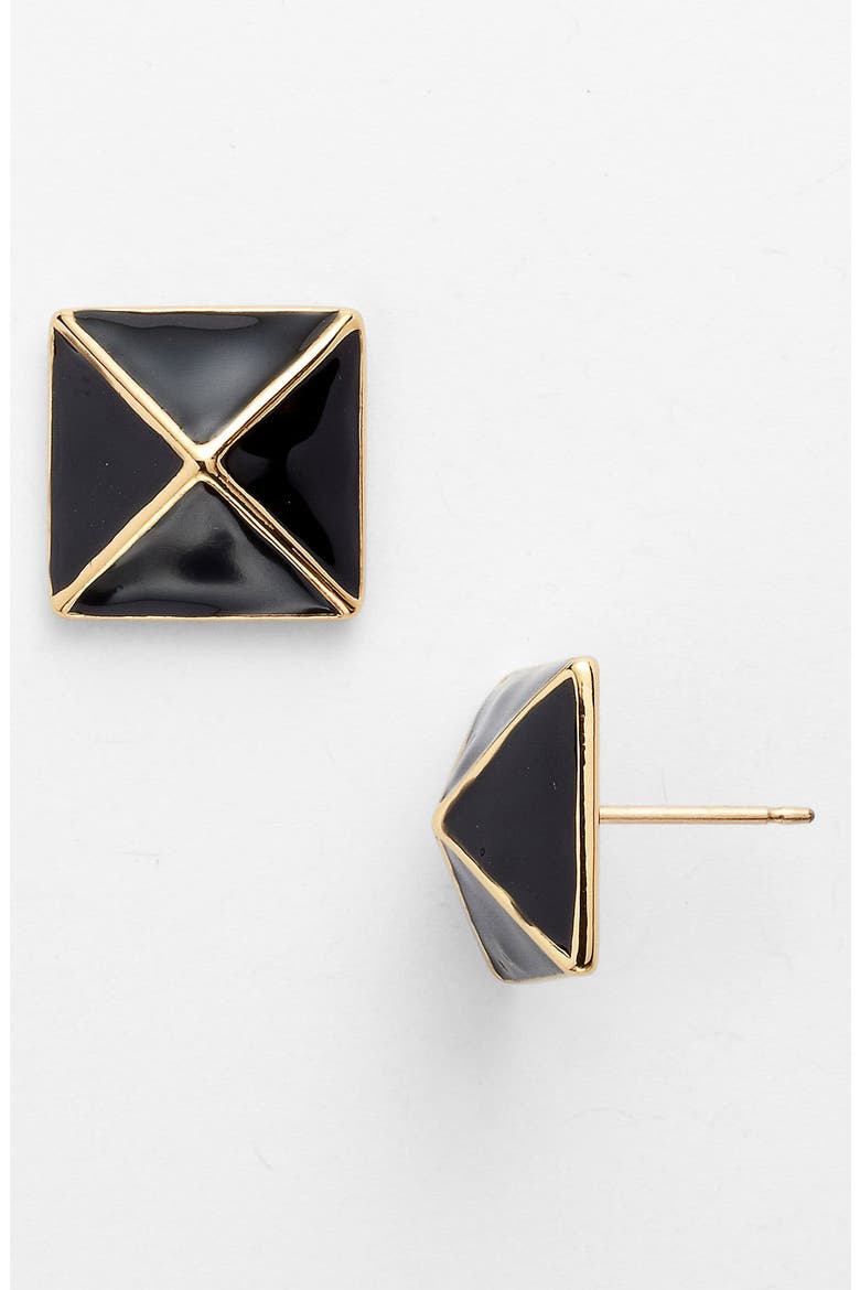 'locked in' small stud earrings, Main, color, BLACK/ GOLD