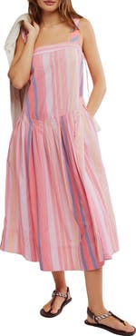 Free People Primavera Stripe Cotton Midi Dress