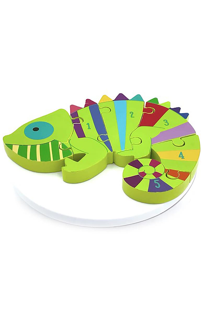 ORANGE TREE TOYS Puzzle Chameleon Number, 6 Piece Wooden Puzzle, Kids Ages 1+, Alternate, color, Multicolored