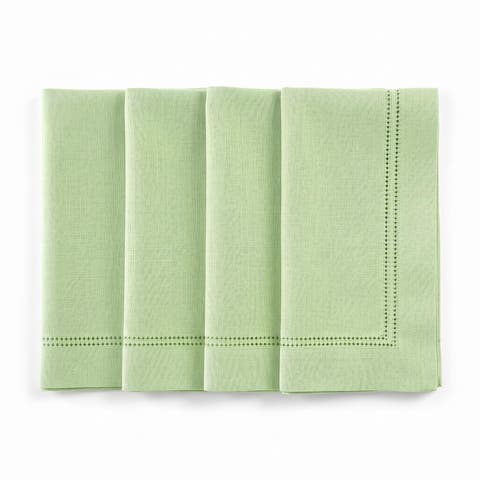 Linen Dinner Napkins Set of 4, 20" x 20", Maison Washed Hemstitch