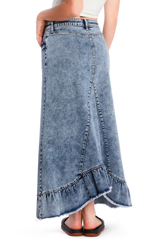 WASH LAB DENIM WASH LAB DENIM PIECED RUFFLE DENIM MAXI SKIRT