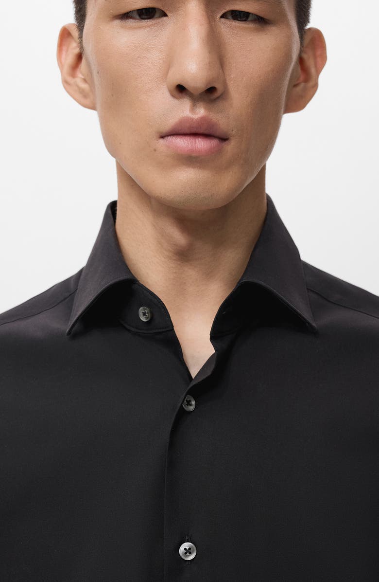 MANGO Regular Fit Cotton Oxford Cloth Button-Up Shirt, Alternate, color, Black