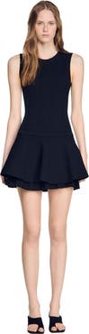 SANDRO Short knit dress with ruffles