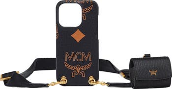 MCM iPhone 15 Pro Case w/ AirPods Pro Charm in Maxi Visetos MCM iPhone 15 Pro Case w/ AirPods Pro Charm in Maxi Visetos
