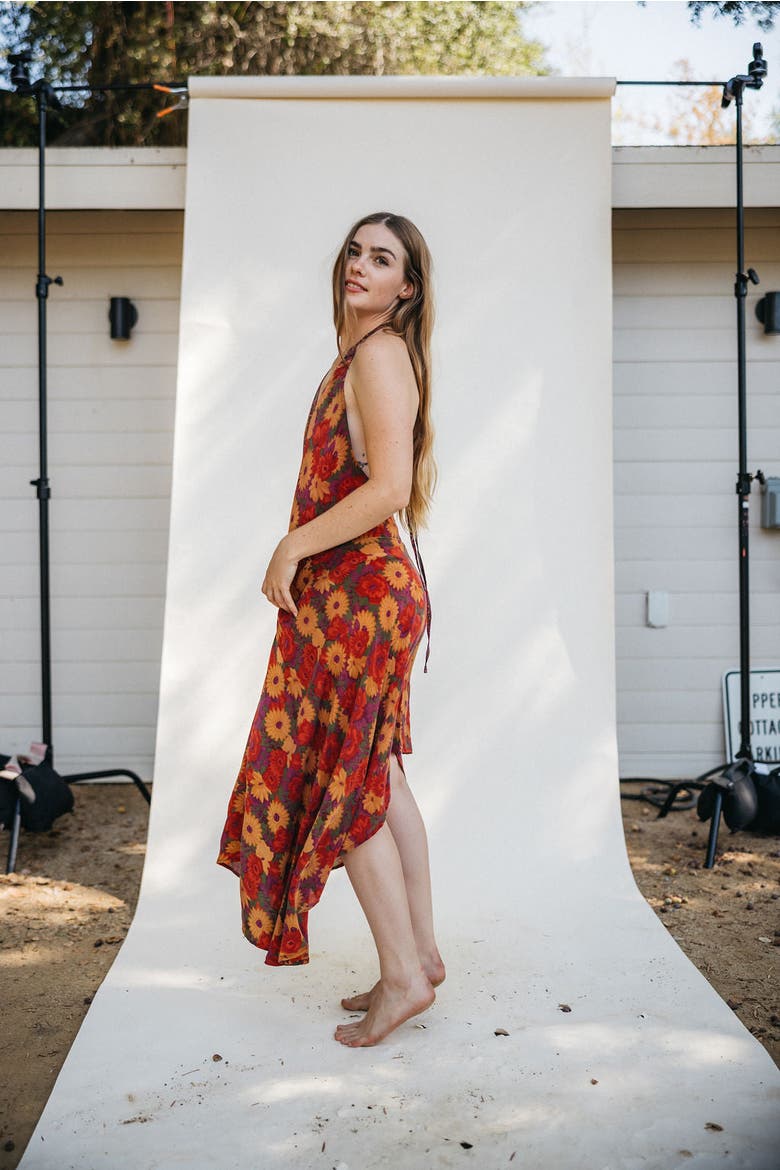 Classic Silk Dress Moss, Alternate, color, Red