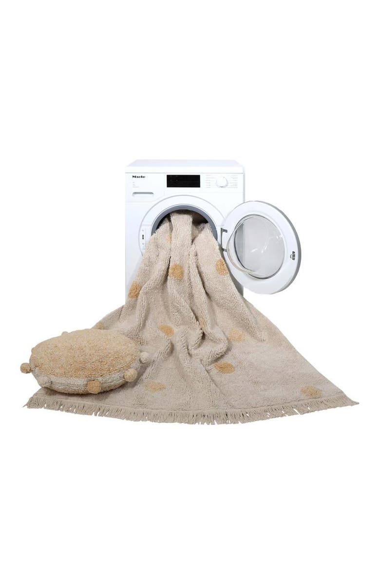 Lorena Canals Polka Dot Fringe Trim Washable Cotton Blend Rug, Alternate, color, Natural