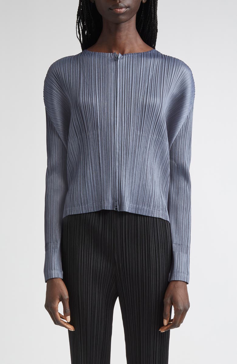 Pleats Please Issey Miyake Monthly Colors May Pleated Zip Front Top, Main, color, 