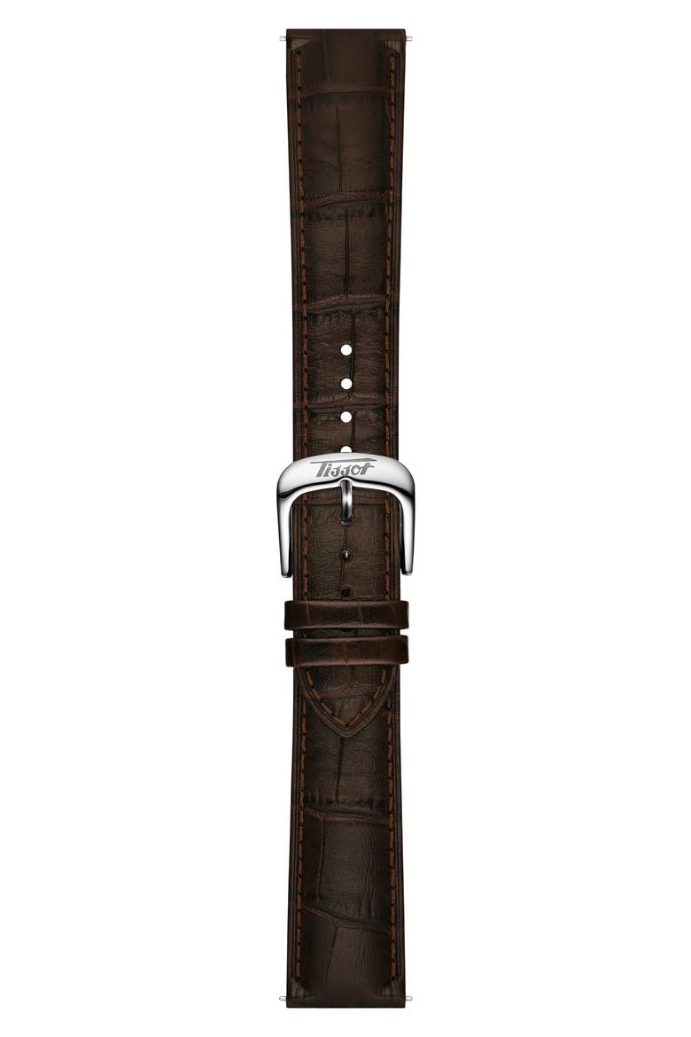 Visodate Leather Strap Watch, 39mm, Alternate, color, SILVER