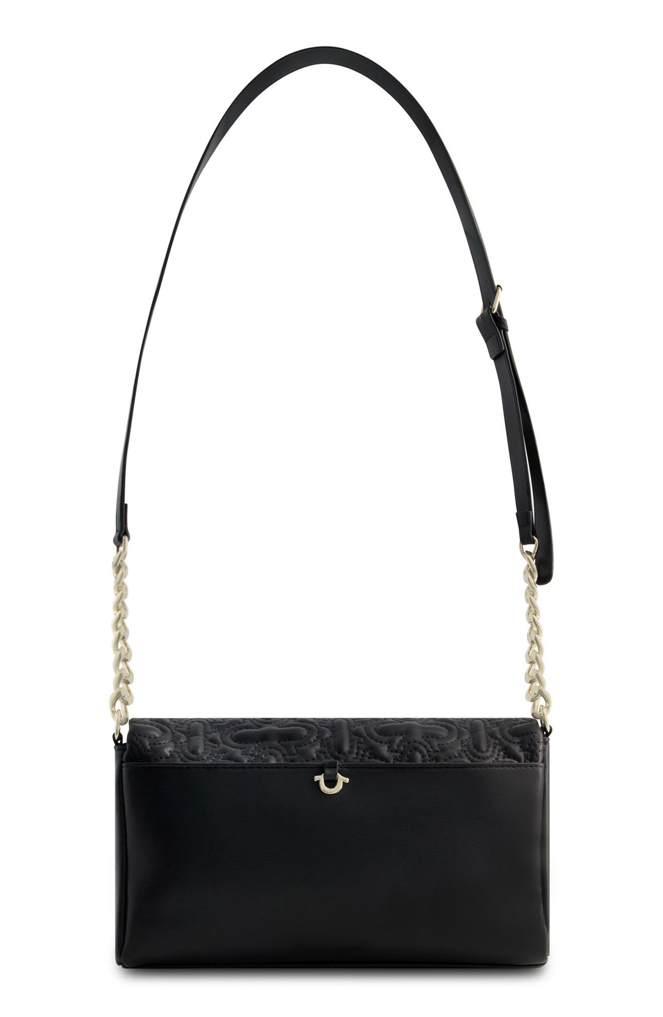 True Religion Quilted Horseshoe Flap Bag, Alternate, color, Black