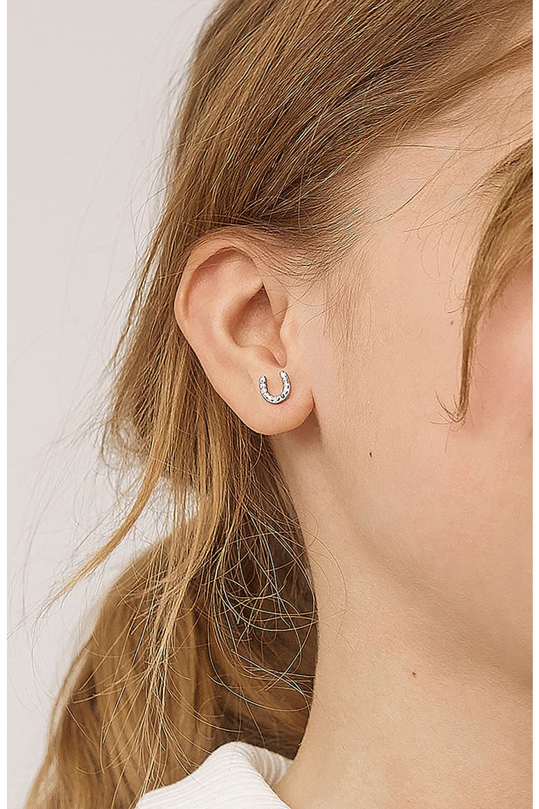 Jeweled Horseshoe Earrings, Alternate, color, Silver