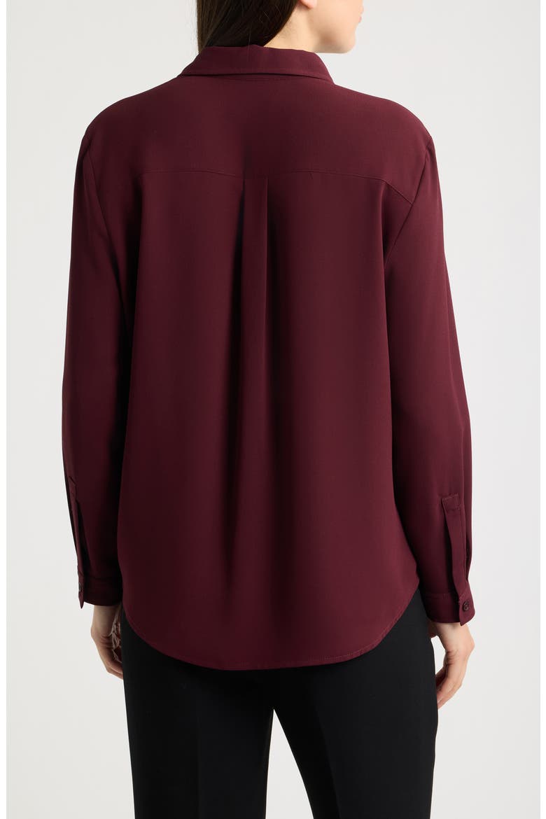 Petite Long Sleeve Clean Front Shirt, Alternate, color, BAROLO
