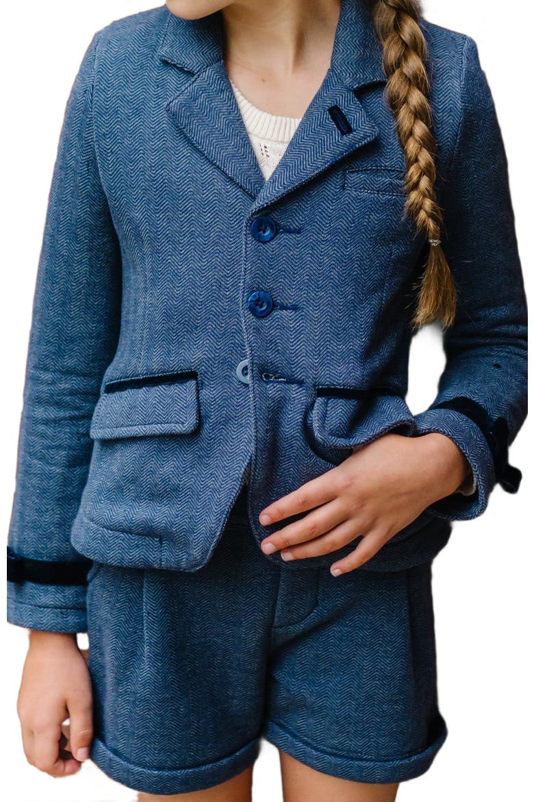 Girls' Fleece Dress Short, Kids, Alternate, color, Navy Herringbone Fleece