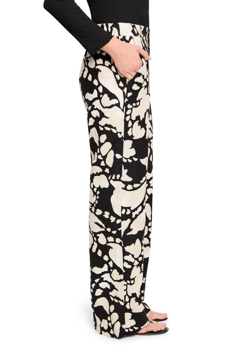 NIC+ZOE Evening Petal Wide Leg Linen Blend Pants, Alternate, color, Black Multi