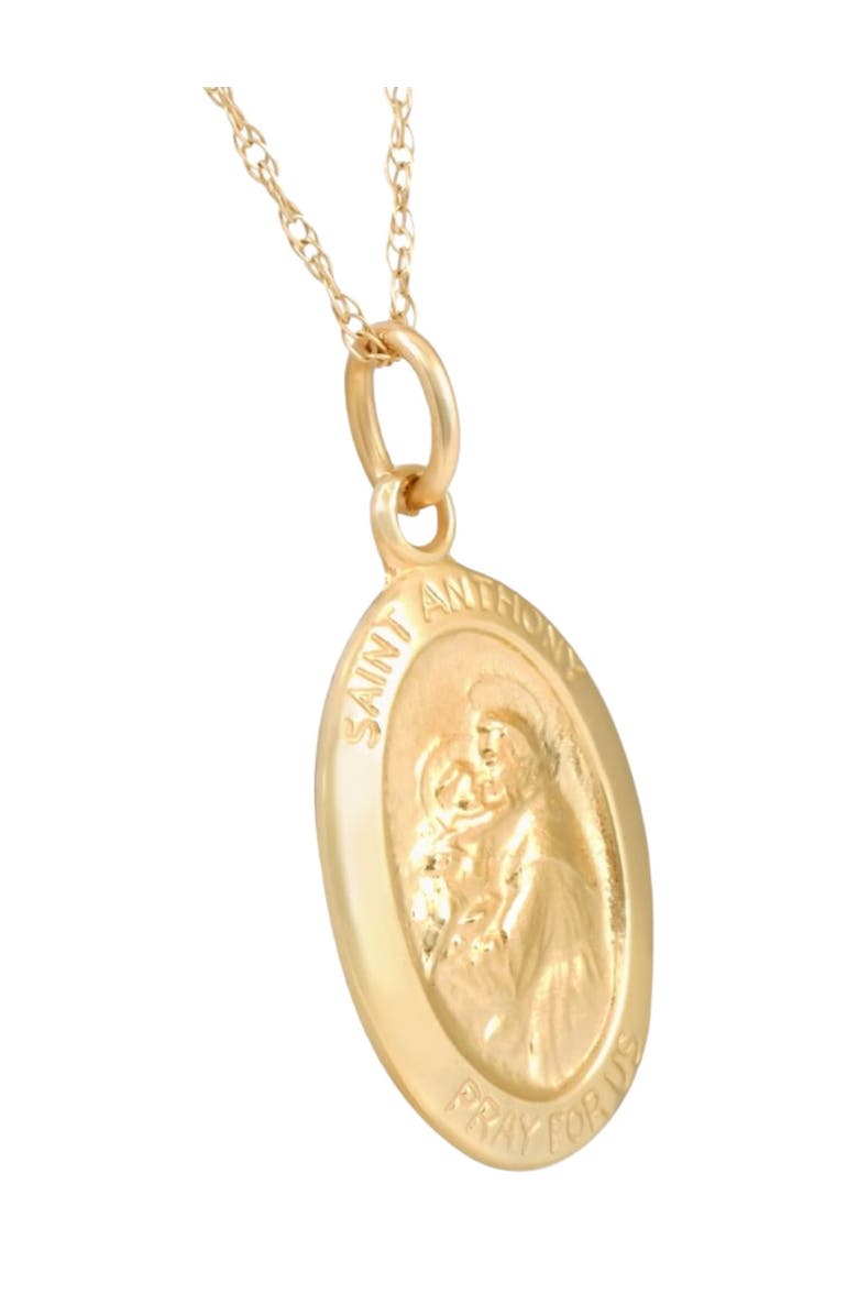 Bliss Diamond 14k Gold St. Anthony Medal Pendant .5" Tall 1.5 Grams, Alternate, color, 