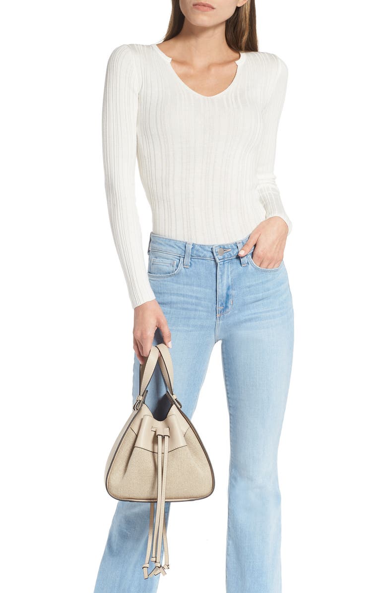 Loewe Small Hammock Leather & Linen Hobo, Alternate, color,