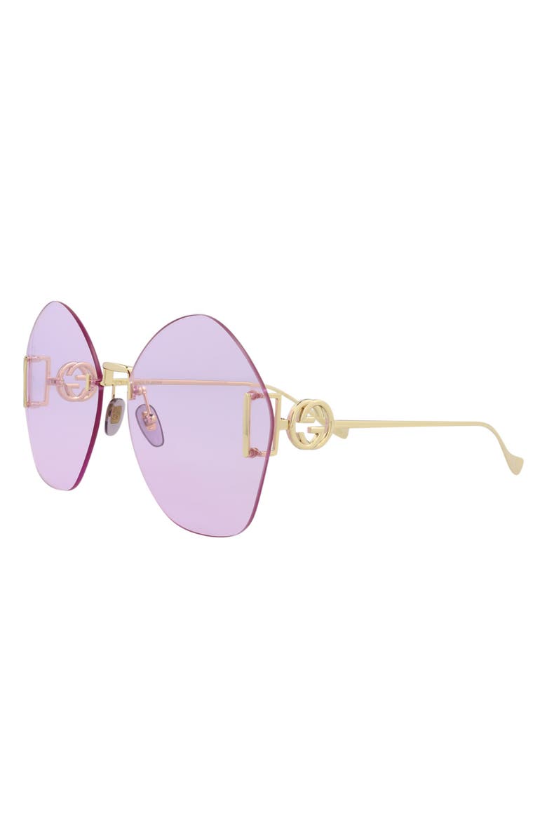 Gucci Novelty 65mm Oversize Round Sunglasses, Alternate, color, Gold Gold Violet
