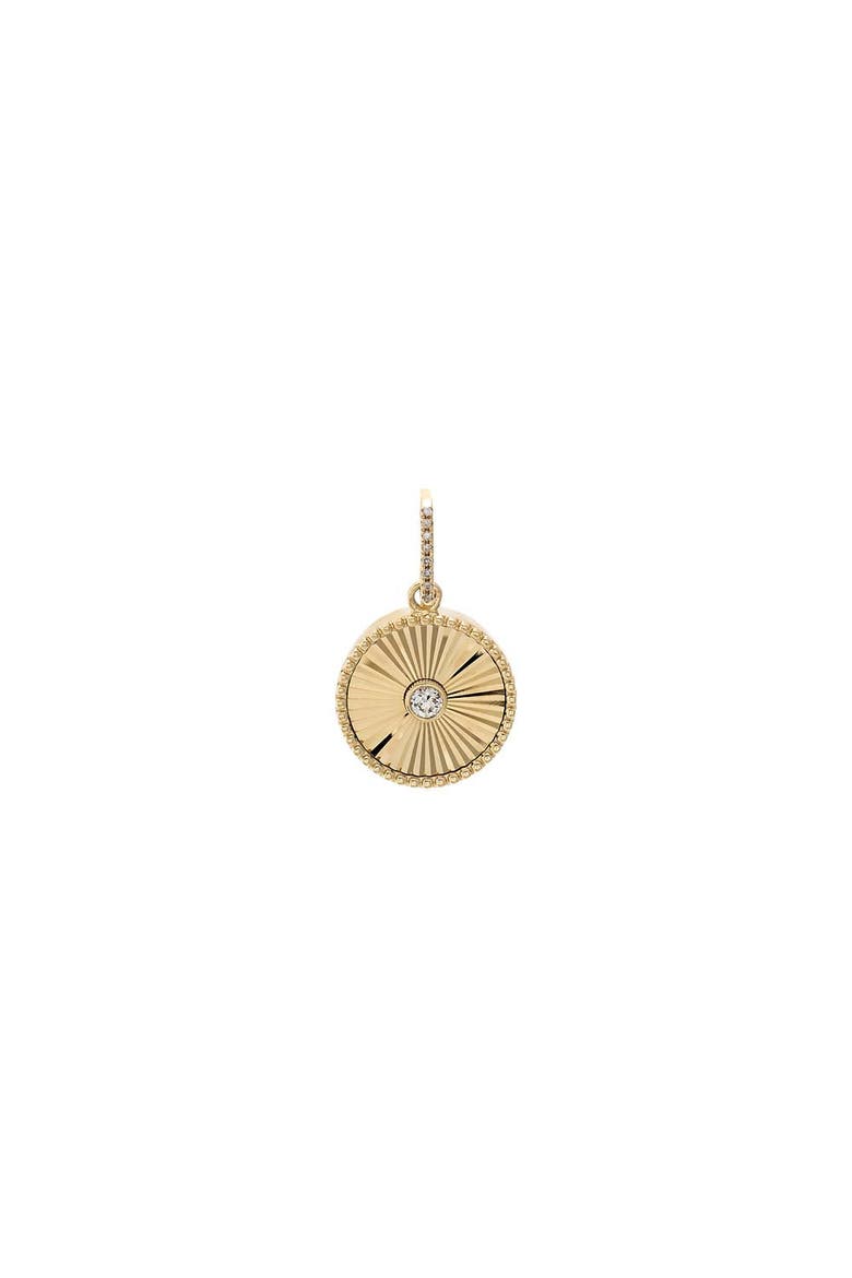 Diamond Bezel Ridged Disc Charm 14K, Main, color, 14K Gold