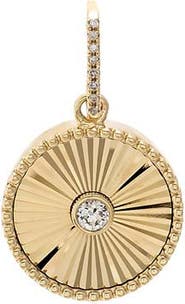 BY ADINA EDEN Diamond Bezel Ridged Disc Charm 14K