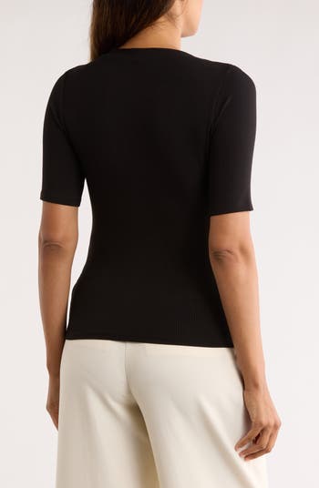 Boat Neck Ribbed T-Shirt