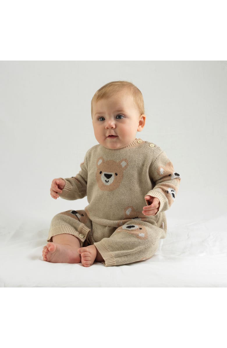 Rachel Riley Teddy Knit Playsuit, Alternate, color, Brown