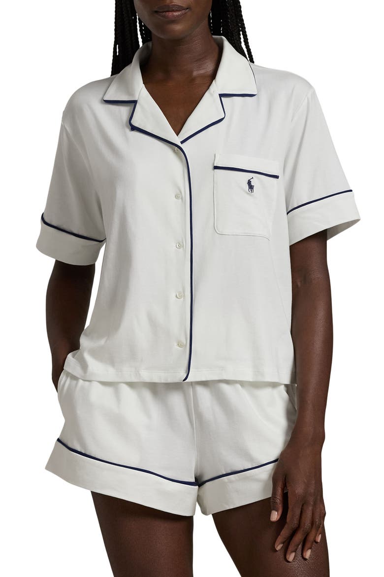 Jersey Short Pajamas, Main, color, WHITE CLOUD