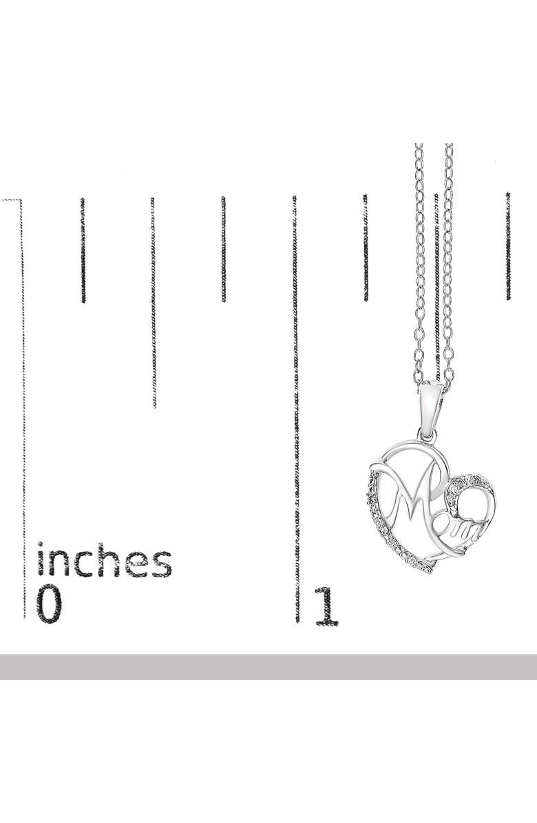 Haus of Brilliance Silver Cursive Mom Heart Diamond Accent Pendant Necklace, Alternate, color, White