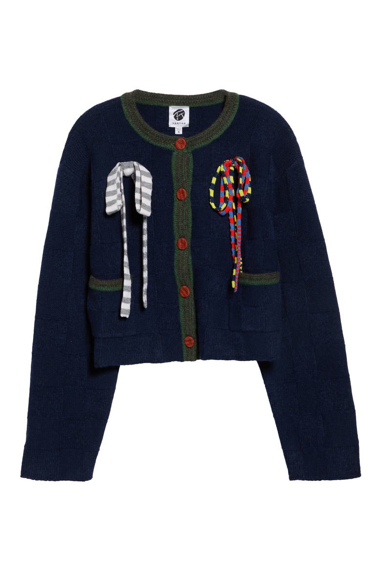 Multibows Lambswool & Cotton Cardigan, Main, color, NAVY