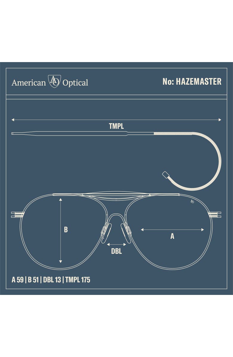 AO Eyewear Hazemaster 59mm Aviator Nylon Non Polarized, Alternate, color, Pewter - Gyn-P