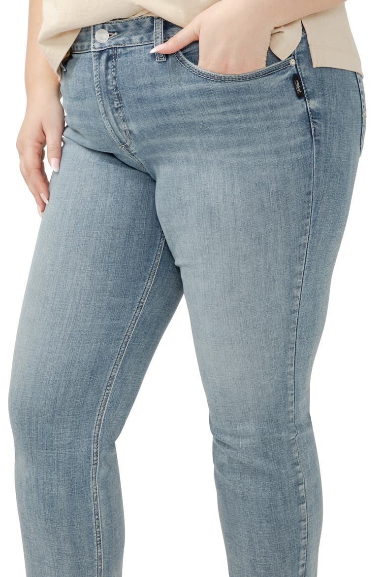 Suki Curvy Raw Hem Mid Rise Crop Straight Leg Jeans, Alternate, color, INDIGO