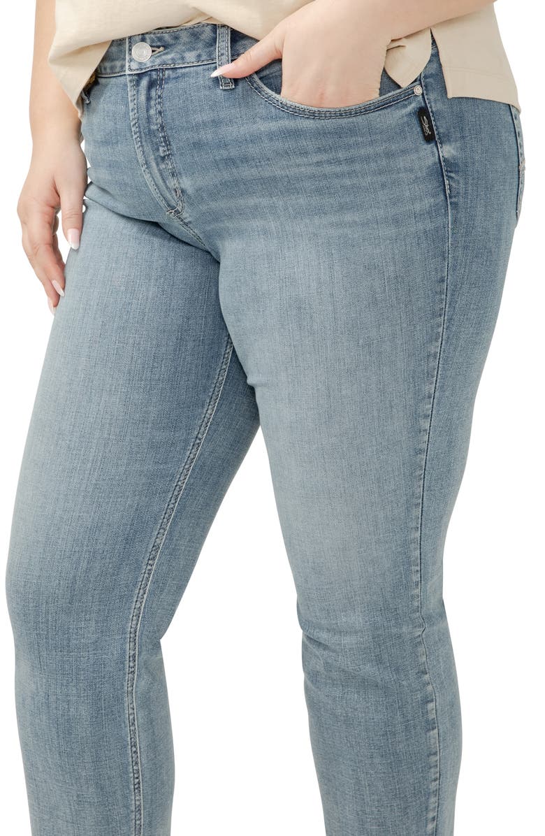 Silver Jeans Co. Suki Curvy Raw Hem Mid Rise Crop Straight Leg Jeans, Alternate, color, Indigo